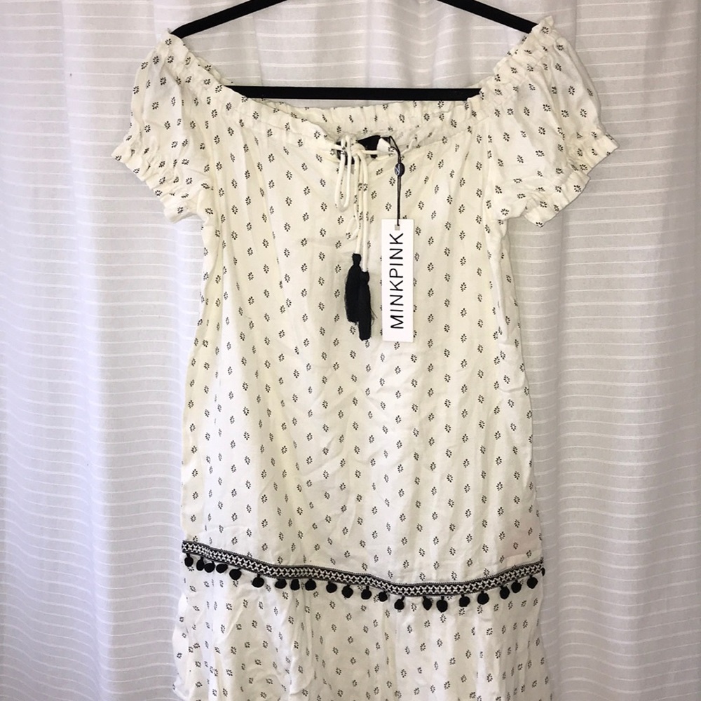 MINKPINK Off the Shoulder Boho Tunic Dress